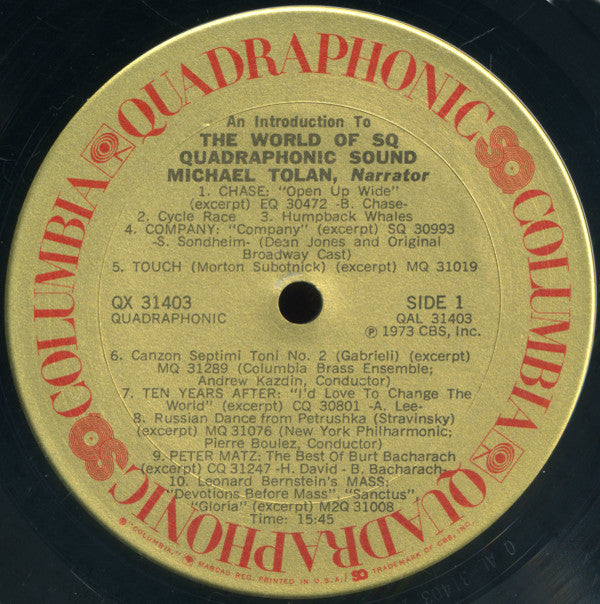 Various : An Introduction To The World Of SQ Quadraphonic Sound (LP,Compilation,Mixed,Quadraphonic)