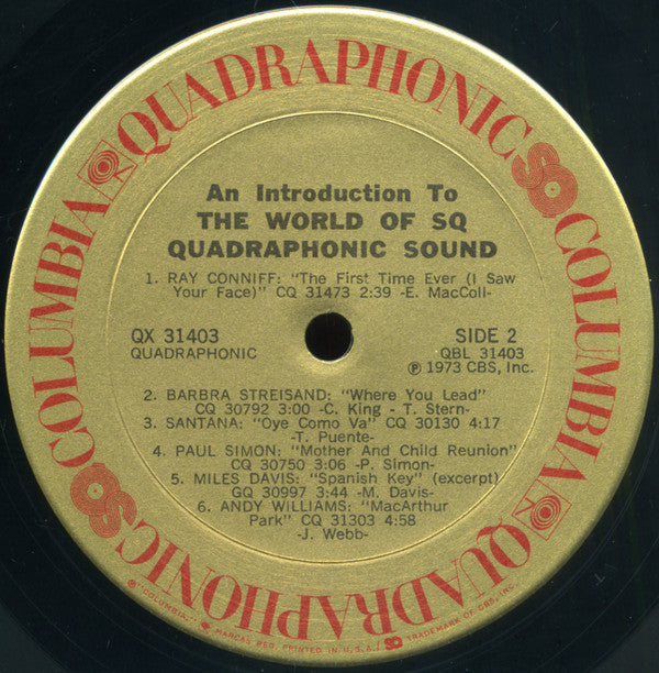 Various : An Introduction To The World Of SQ Quadraphonic Sound (LP,Compilation,Mixed,Quadraphonic)