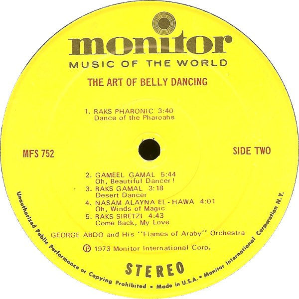 George Abdo And His "Flames Of Araby" Orchestra : The Art Of Belly Dancing (LP,Album,Stereo)