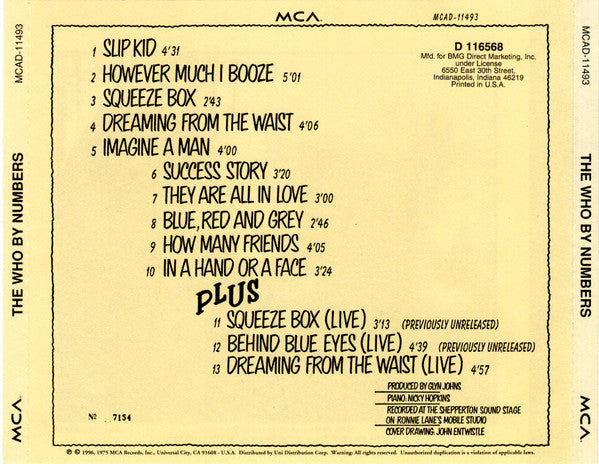 Who, The : The Who By Numbers (Album,Club Edition,Reissue,Remastered)