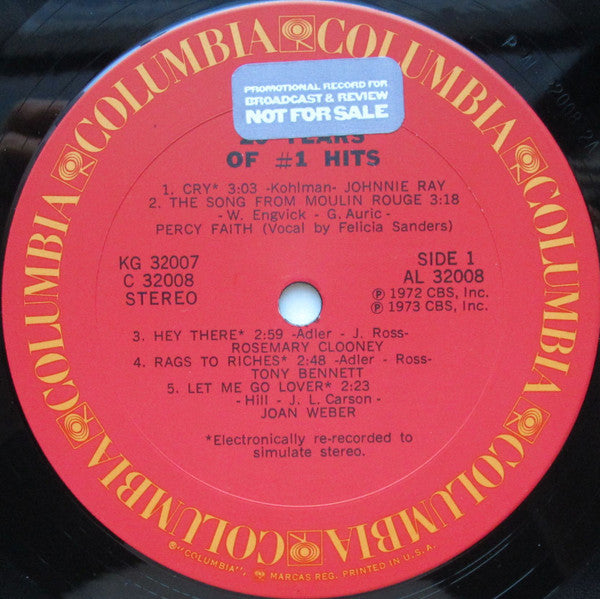Various : 20 Years Of #1 Hits (LP,Compilation,Stereo)