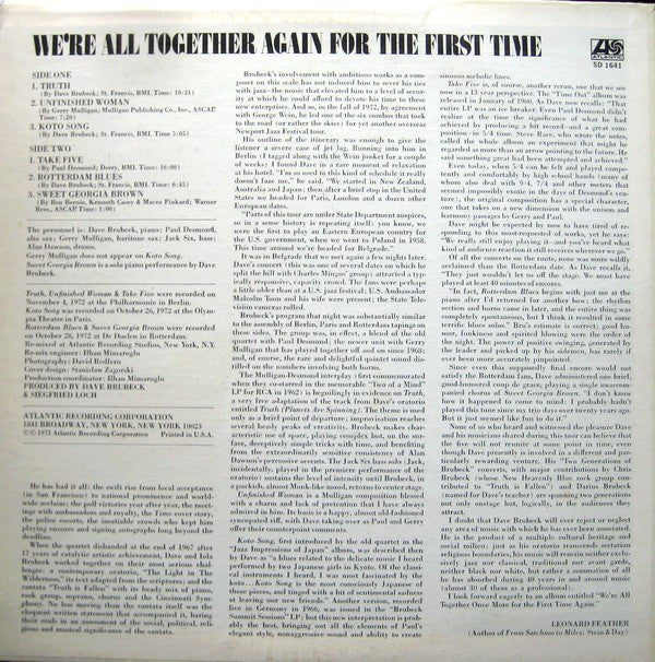 Dave Brubeck, Gerry Mulligan, Paul Desmond, Alan Dawson, Jack Six : We're All Together Again For The First Time (LP,Album)