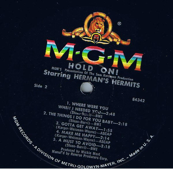 Herman's Hermits : Hold On! (LP,Album,Mono)