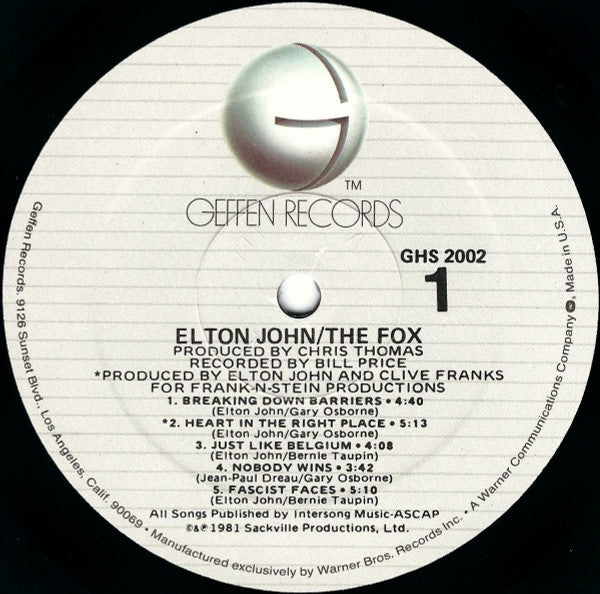 Elton John : The Fox (LP,Album)