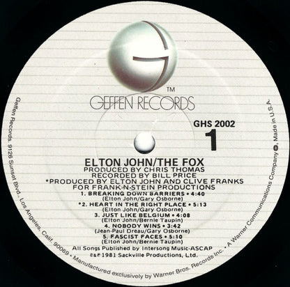 Elton John : The Fox (LP,Album)