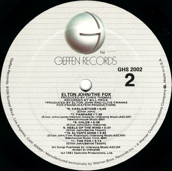 Elton John : The Fox (LP,Album)