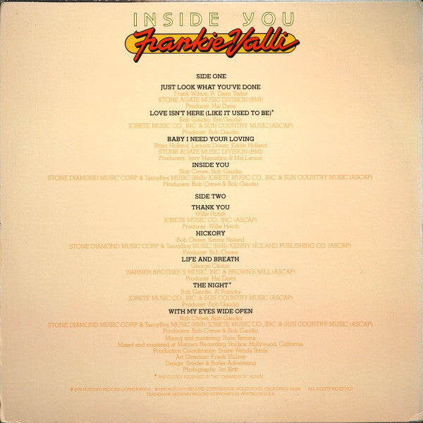 Frankie Valli : Inside You (LP,Album)