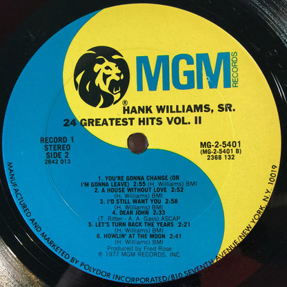 Hank Williams : 24 Greatest Hits Vol. 2 (LP,Compilation,Club Edition)