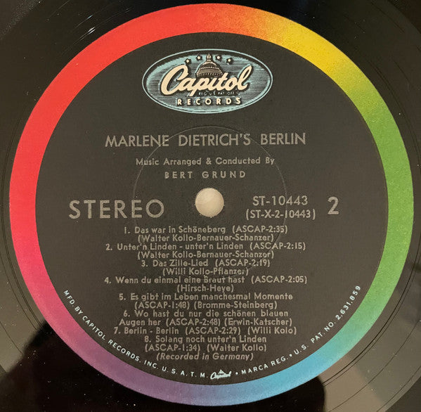 Marlene Dietrich : Marlene Dietrich's Berlin (LP,Album,Stereo)