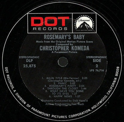 Krzysztof Komeda : Rosemary's Baby (Music From The Motion Picture Score) (LP,Album,Stereo)
