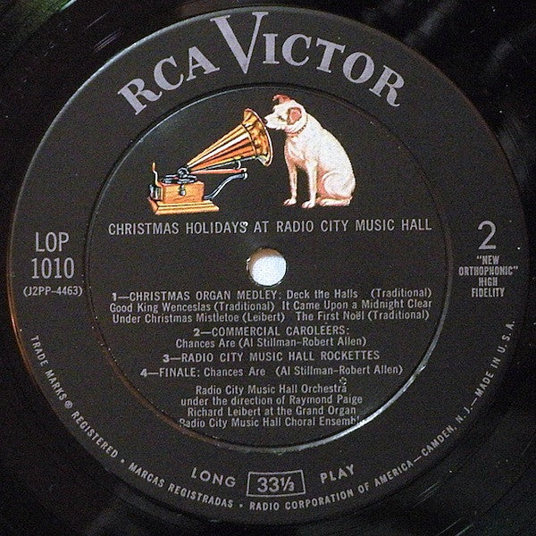 Radio City Music Hall Orchestra / Raymond Paige / Dick Leibert, Radio City Music Hall Choral Ensemble : Christmas Holidays At Radio City Music Hall (LP,Album,Mono)
