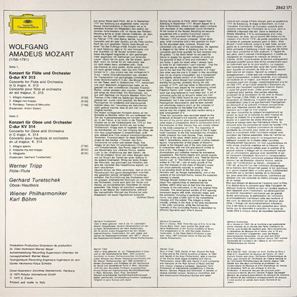 Wolfgang Amadeus Mozart, Wiener Philharmoniker ∙ Karl Böhm - Gerhard Turetschek / Werner Tripp : Flötenkonzert = Flute Concerto Nr. 1 / Oboenkonzert = Oboe Concerto (LP,Album,Stereo)