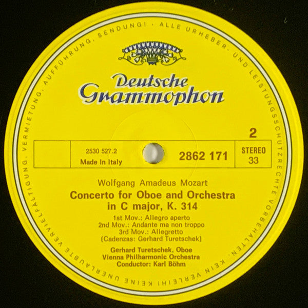 Wolfgang Amadeus Mozart, Wiener Philharmoniker ∙ Karl Böhm - Gerhard Turetschek / Werner Tripp : Flötenkonzert = Flute Concerto Nr. 1 / Oboenkonzert = Oboe Concerto (LP,Album,Stereo)