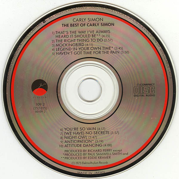 Carly Simon : The Best Of Carly Simon (Compilation,Reissue)