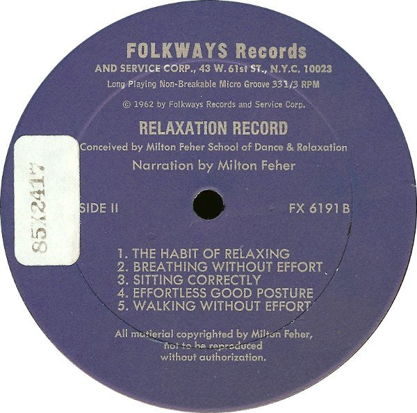 Milton Feher : Relaxing Body And Mind: The Relaxation Record (LP)