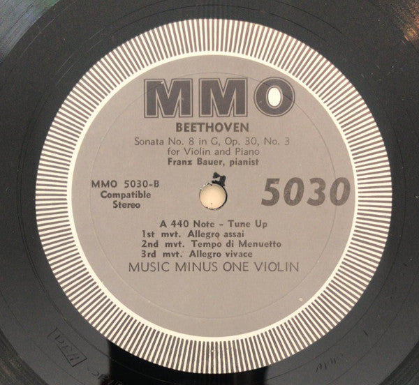 Ludwig van Beethoven, Franz Bauer : Sonatas For Violin And Piano (No. 1 In D / No. 8 In G, Op. 12, No. 1 / Op. 30, No. 3) (LP,Stereo)