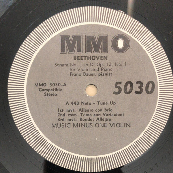 Ludwig van Beethoven, Franz Bauer : Sonatas For Violin And Piano (No. 1 In D / No. 8 In G, Op. 12, No. 1 / Op. 30, No. 3) (LP,Stereo)