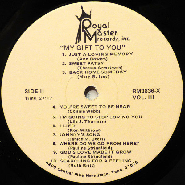 Linda Lane (2), Matt Vincent, Jim Ward (8) : My Gift To You (LP,Album)