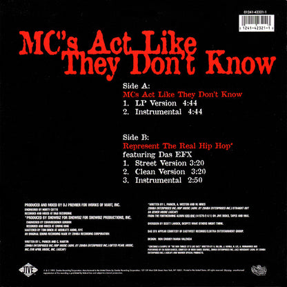 KRS-One : MC's Act Like They Don't Know (12",33 ⅓ RPM)