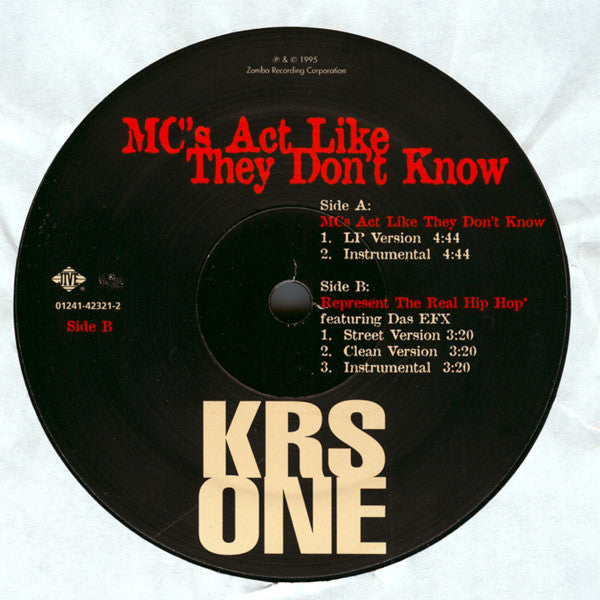 KRS-One : MC's Act Like They Don't Know (12",33 ⅓ RPM)