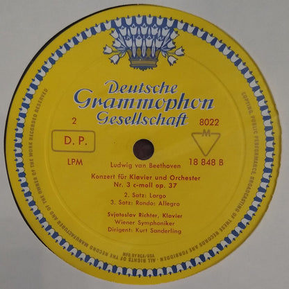Sviatoslav Richter - Ludwig van Beethoven, Wiener Symphoniker, Kurt Sanderling : Klavierkonzert Nr.3 C-Moll / Konzertrondo B-Dur = Piano Concerto No. 3 C minor / Rondo B-flat major (LP,Mono)