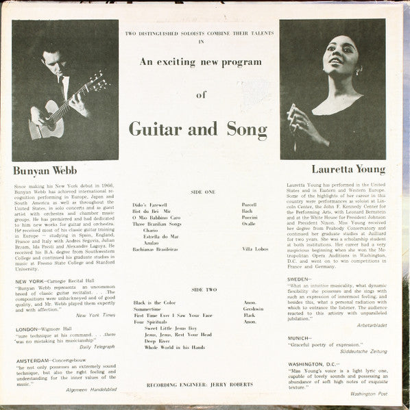 Lauretta Young & Bunyan Webb : Guitar & Song (LP,Stereo)