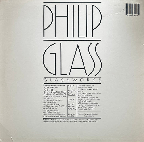 Philip Glass : Glassworks (LP,Album)