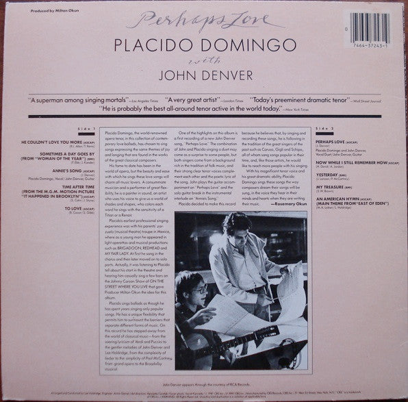 Placido Domingo With John Denver : Perhaps Love (LP,Album)