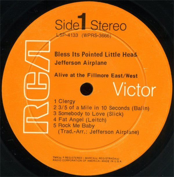 Jefferson Airplane : Bless Its Pointed Little Head (LP,Album)