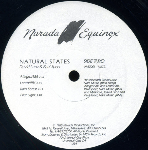 David Lanz & Paul Speer : Natural States (LP,Album)