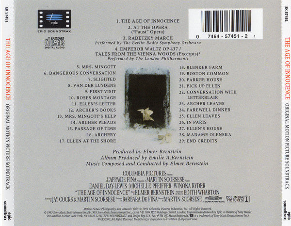 Elmer Bernstein : The Age Of Innocence (Original Motion Picture Soundtrack) (Album)