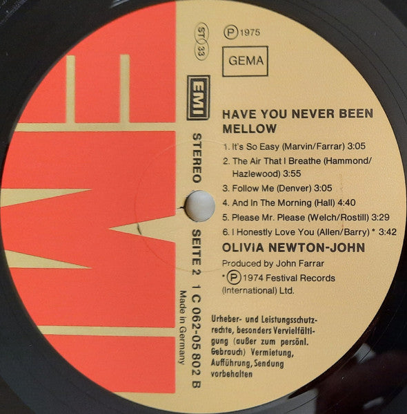 Olivia Newton-John : Have You Never Been Mellow (LP,Album,Stereo)