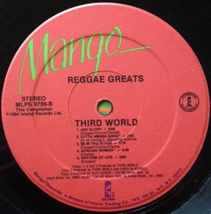 Third World : Reggae Greats (LP,Compilation)