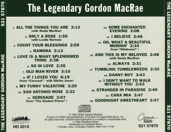 Gordon MacRae : The Legendary Gordon MacRae (Compilation)