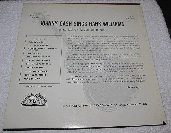 Johnny Cash : Sings Hank Williams (LP)