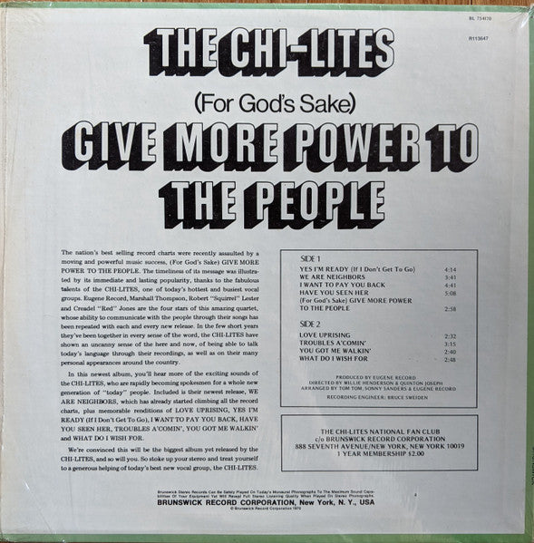 The Chi-Lites : (For God's Sake) Give More Power To The People (LP,Album)