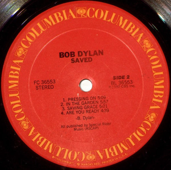 Bob Dylan : Saved (LP,Album,Reissue)