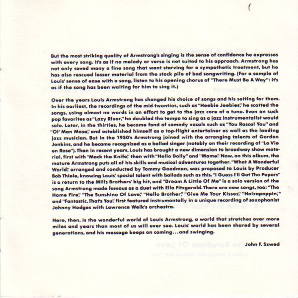 Louis Armstrong : What A Wonderful World (Album,Reissue)