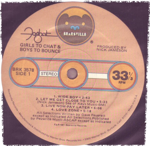 Foghat : Girls To Chat & Boys To Bounce (LP,Album)