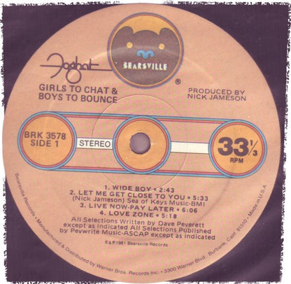 Foghat : Girls To Chat & Boys To Bounce (LP,Album)