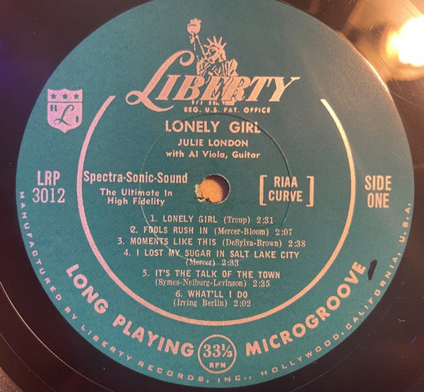 Julie London : Lonely Girl (LP,Album,Mono)