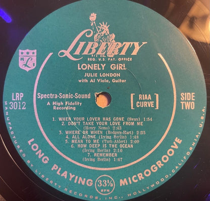 Julie London : Lonely Girl (LP,Album,Mono)