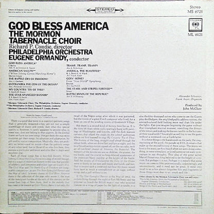 Mormon Tabernacle Choir, Richard P. Condie / Philadelphia Orchestra, The, Eugene Ormandy : God Bless America (LP,Album,Stereo)
