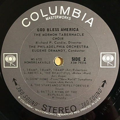 Mormon Tabernacle Choir, Richard P. Condie / Philadelphia Orchestra, The, Eugene Ormandy : God Bless America (LP,Album,Stereo)