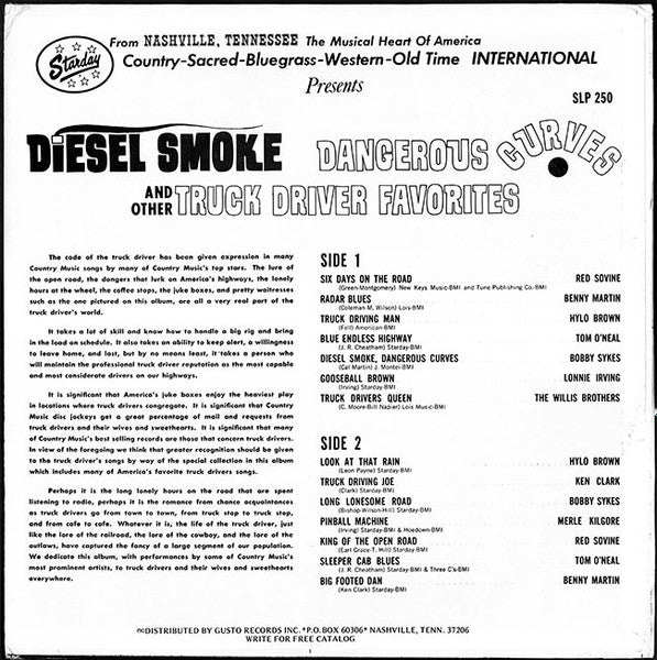 Various : Diesel Smoke, Dangerous Curves, And Other Truck Driver Favorites (LP,Compilation,Reissue)