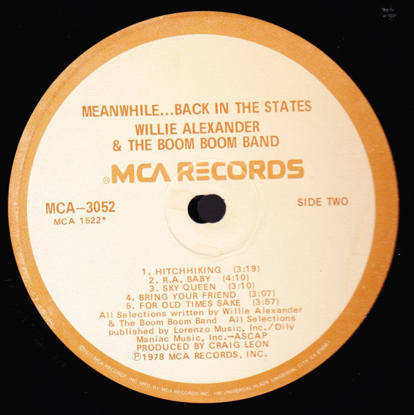 Willie Alexander & The Boom Boom Band : Meanwhile...Back In The States (LP,Album)