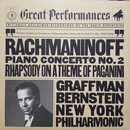 Sergei Vasilyevich Rachmaninoff - Gary Graffman, Leonard Bernstein, New York Philharmonic : Piano Concerto No. 2 / Rhapsody On A Theme Of Paganini (LP,Reissue,Remastered)