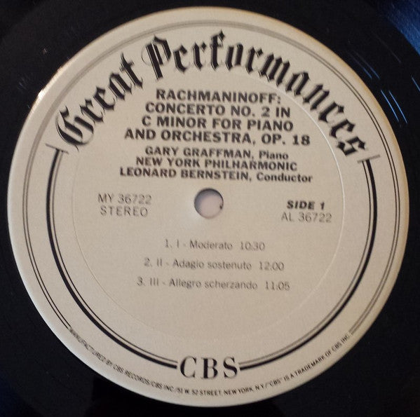 Sergei Vasilyevich Rachmaninoff - Gary Graffman, Leonard Bernstein, New York Philharmonic : Piano Concerto No. 2 / Rhapsody On A Theme Of Paganini (LP,Reissue,Remastered)