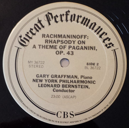 Sergei Vasilyevich Rachmaninoff - Gary Graffman, Leonard Bernstein, New York Philharmonic : Piano Concerto No. 2 / Rhapsody On A Theme Of Paganini (LP,Reissue,Remastered)