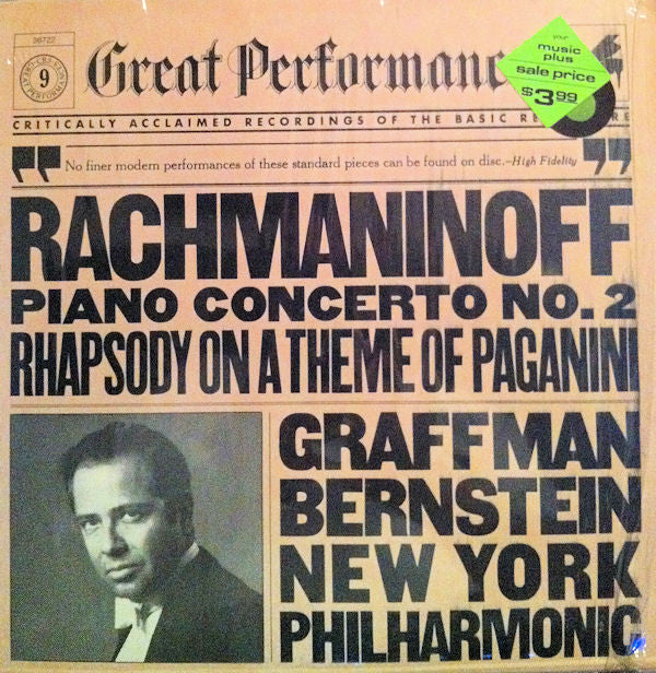 Sergei Vasilyevich Rachmaninoff - Gary Graffman, Leonard Bernstein, New York Philharmonic : Piano Concerto No. 2 / Rhapsody On A Theme Of Paganini (LP,Reissue,Remastered)